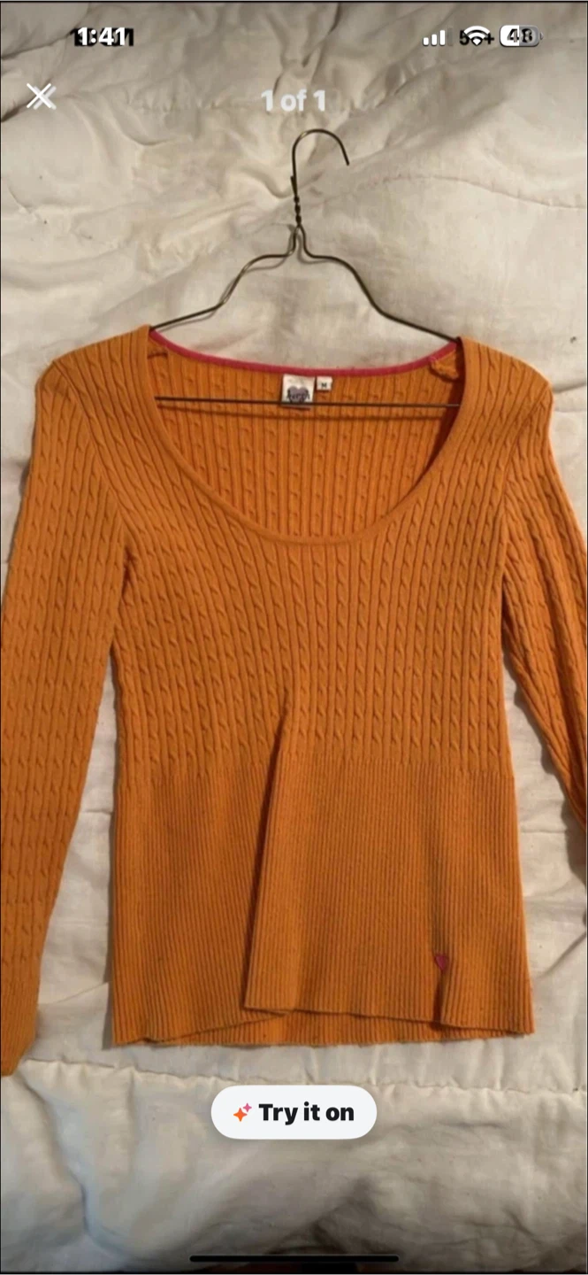 Orange Aerie Cable-Knit Sweater