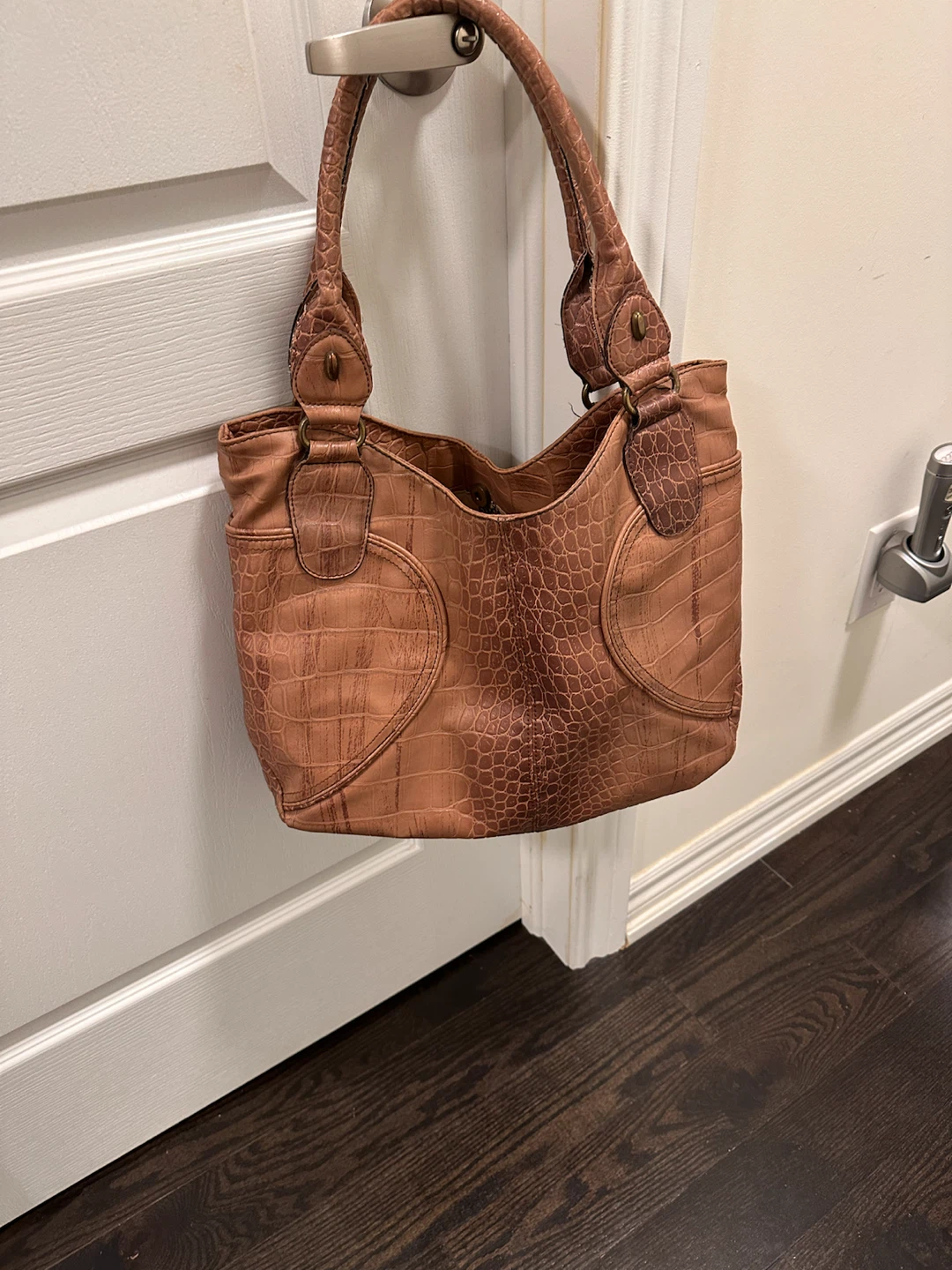 Brown Faux Crocodile Shoulder Bag - Brand Jessica Simpson