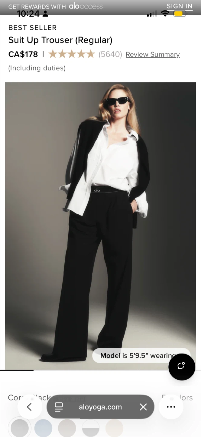 Alo Suit Up Trouser (Black) - photo 3
