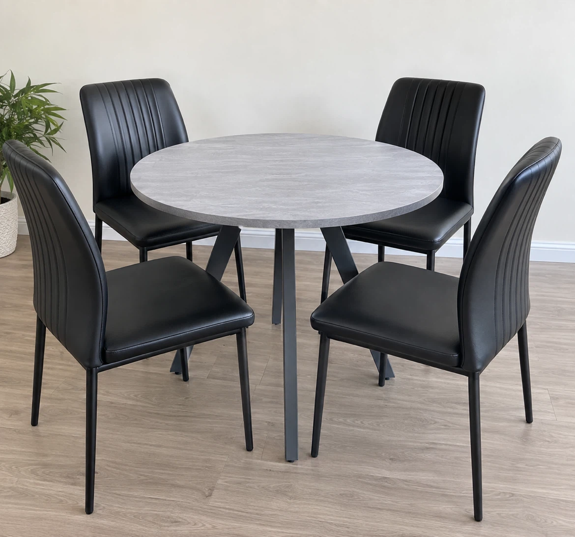 Minimalist Round Dining Table Set with 4 Chairs