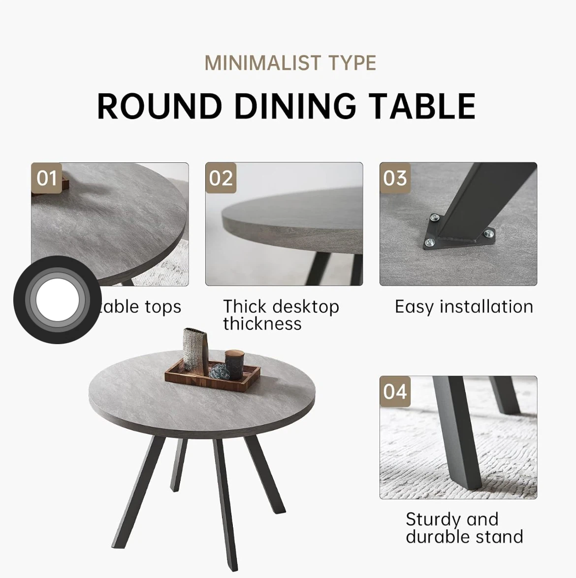 Minimalist Round Dining Table Set with 4 Chairs - photo 3