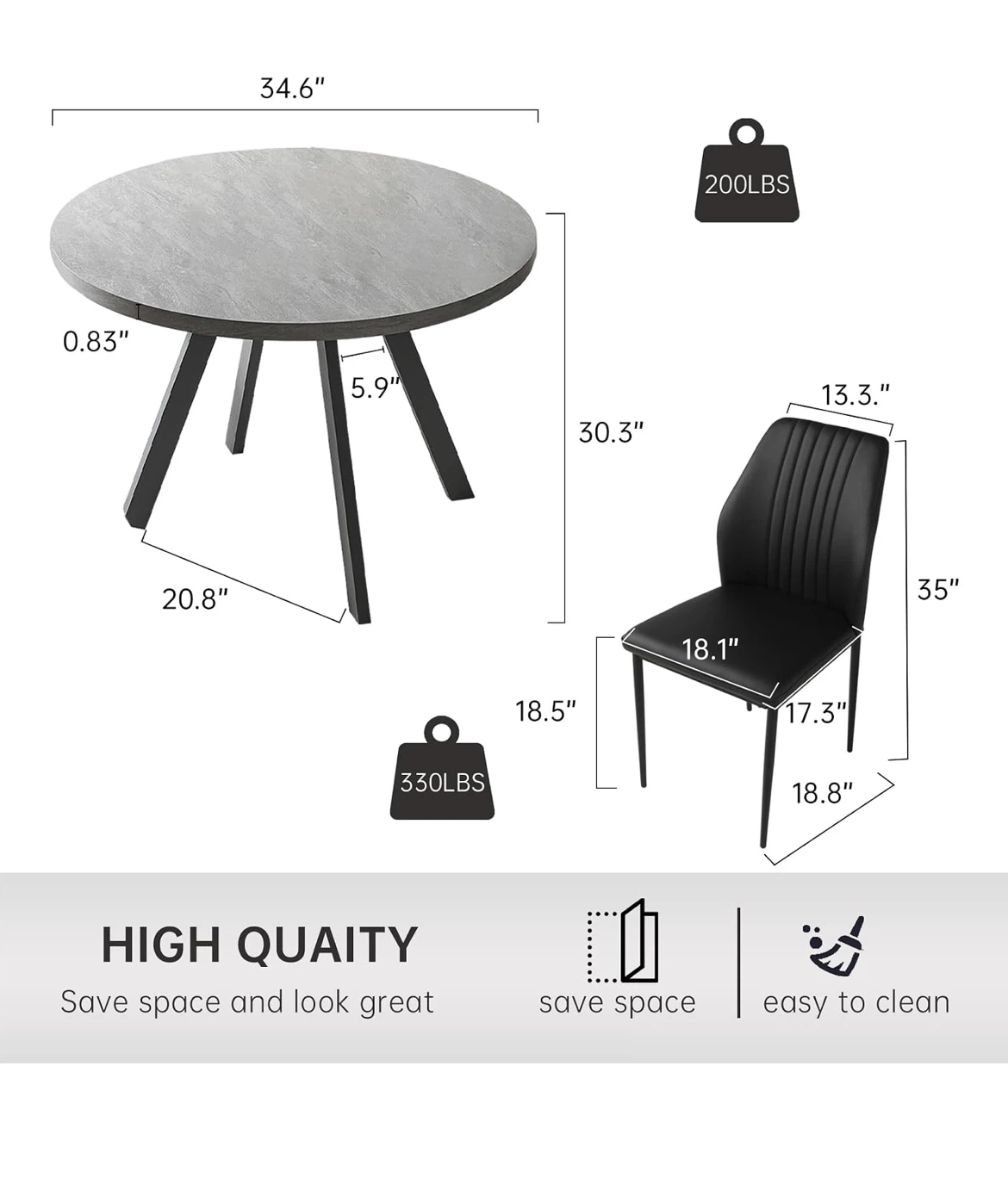 Minimalist Round Dining Table Set with 4 Chairs - photo 4