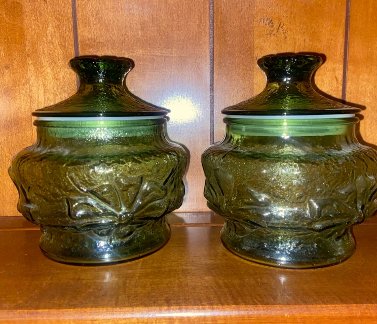 Vintage Emerald Green Glass Canister Set - 5 Piece - photo 3