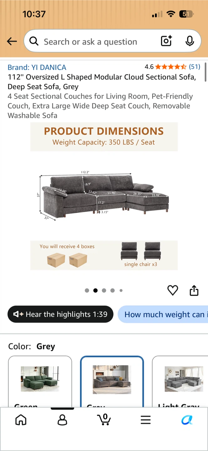112" Oversized L Shaped Modular Sectional Sofa - photo 3