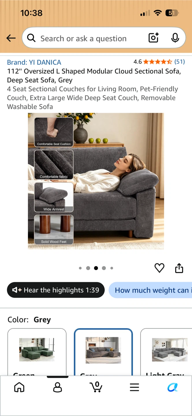 112" Oversized L Shaped Modular Sectional Sofa - photo 5