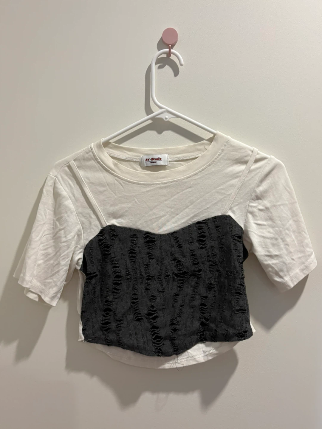 AY-Studio Layered Distressed Crop Top