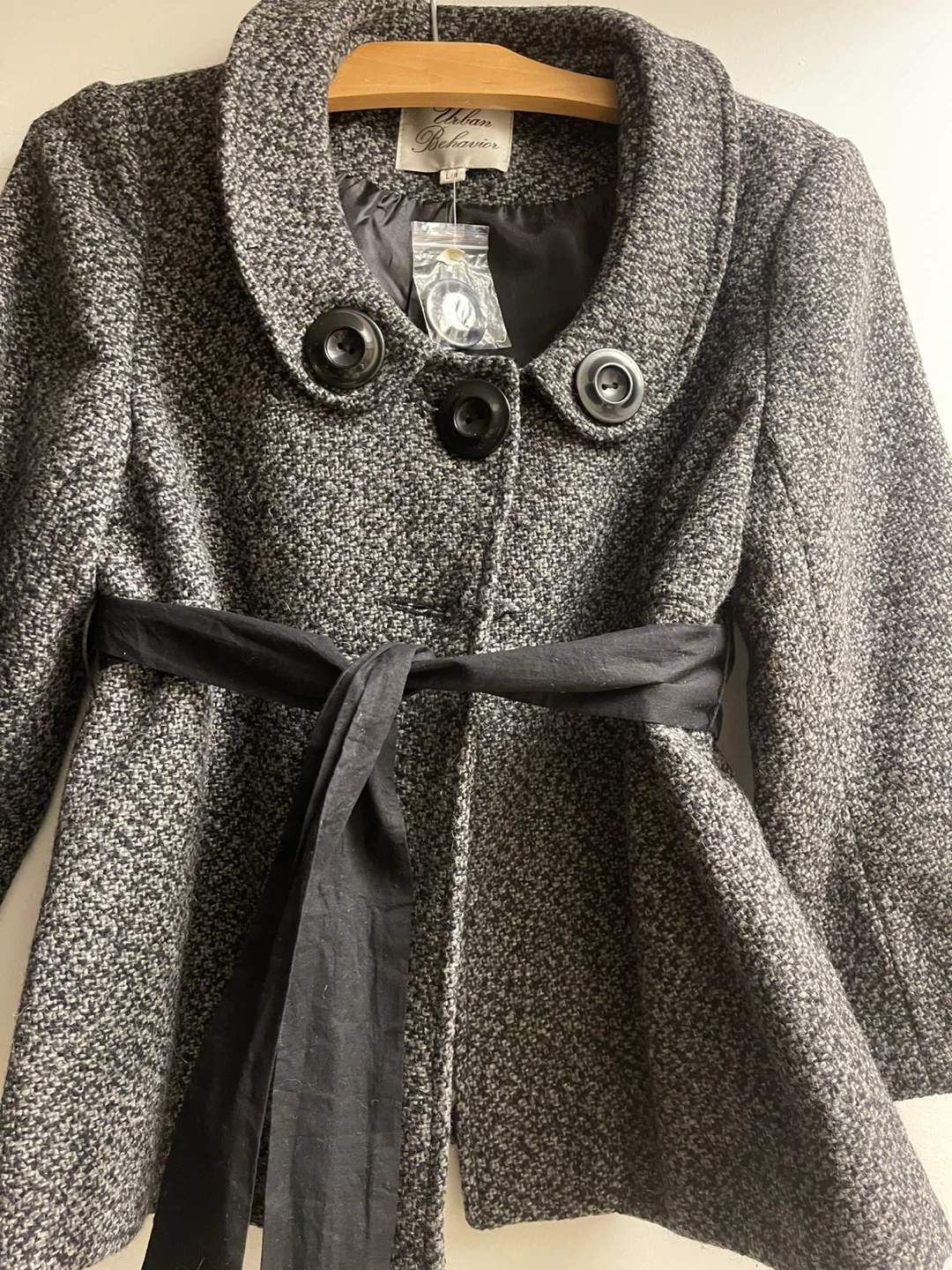 Short Grey Wool-Blend Coat