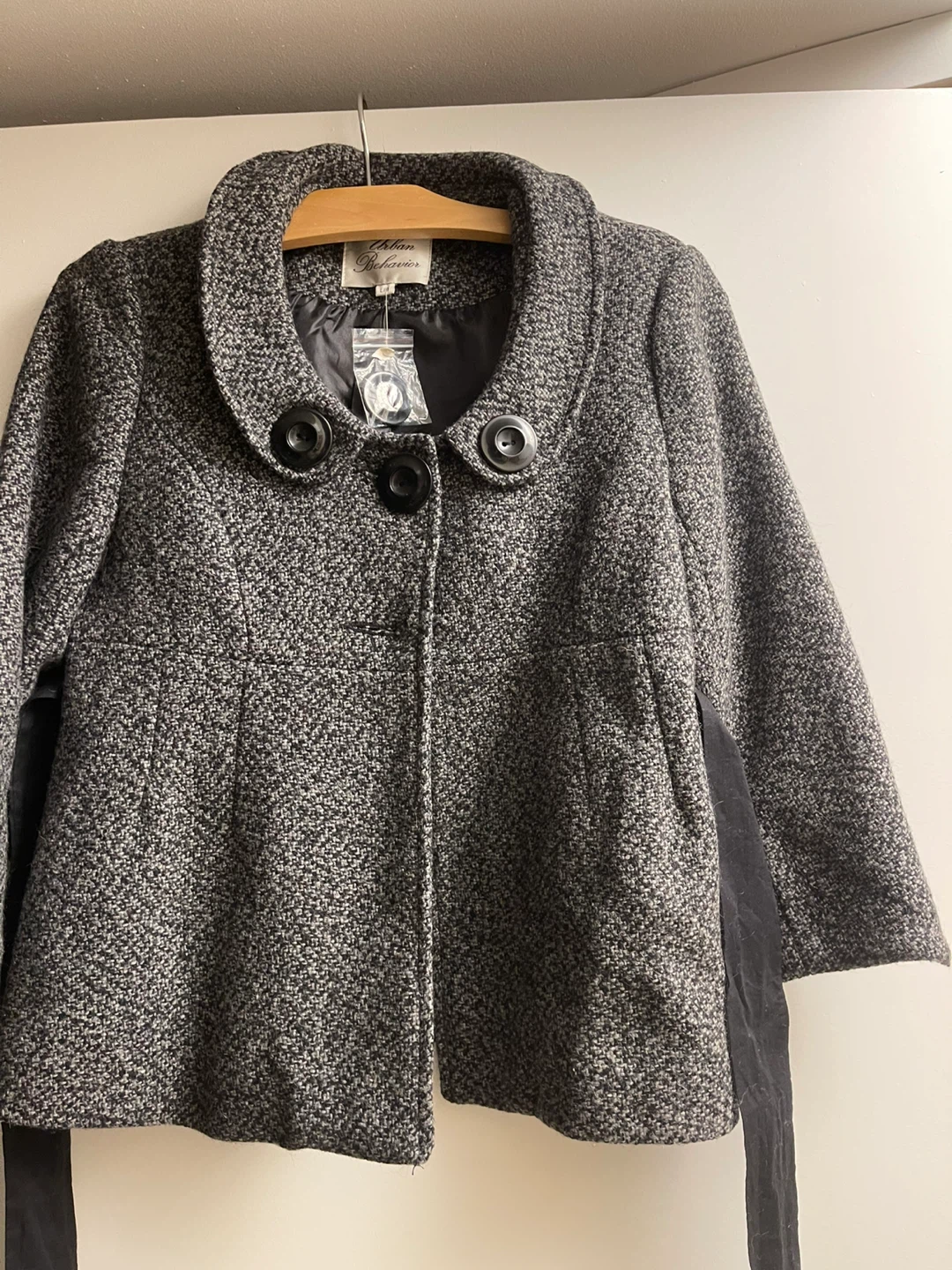 Short Grey Wool-Blend Coat - photo 2