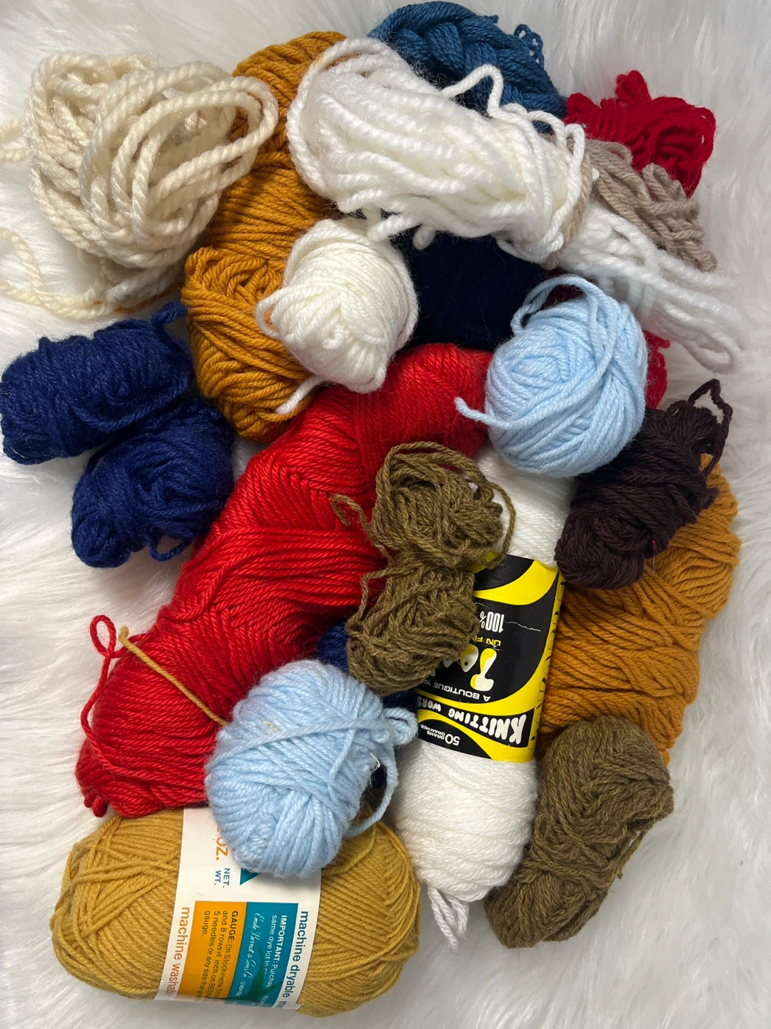 Vintage Yarn Lot  Mixed Crafting Stash (Bernat, TooDoo & Scraps)