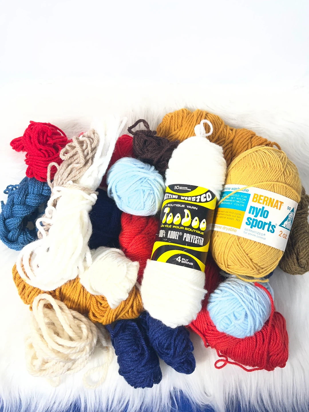 Vintage Yarn Lot  Mixed Crafting Stash (Bernat, TooDoo & Scraps) - photo 5
