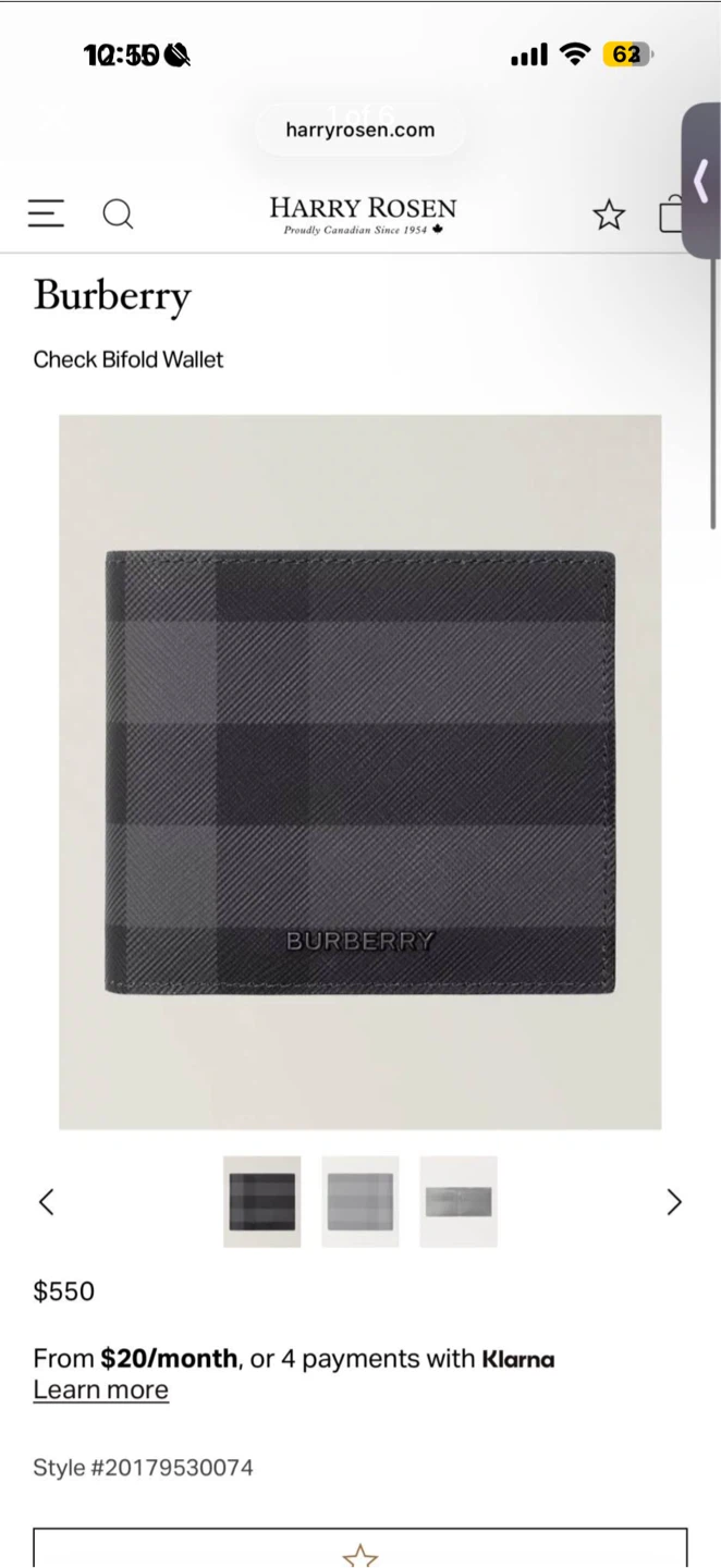 Brand new - Men’s Burberry Check Bifold Wallet