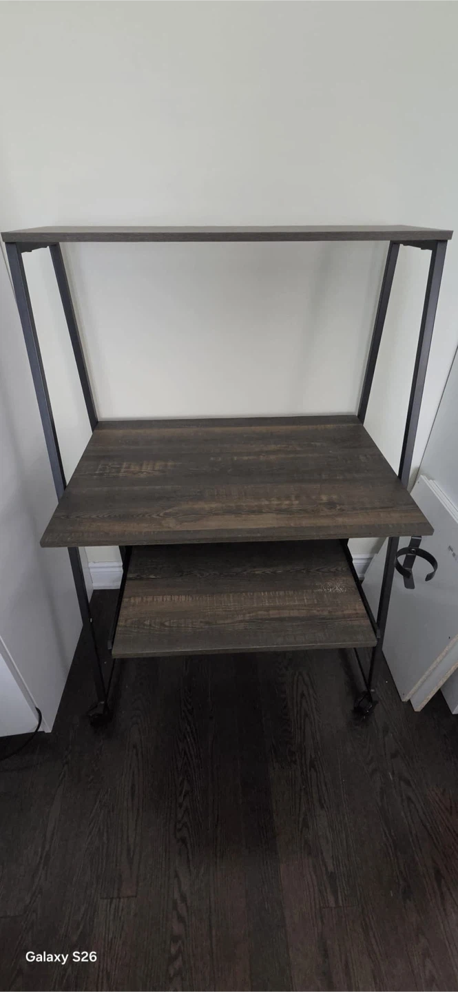 Rolling Computer Desk with Keyboard Tray and Shelves - photo 3