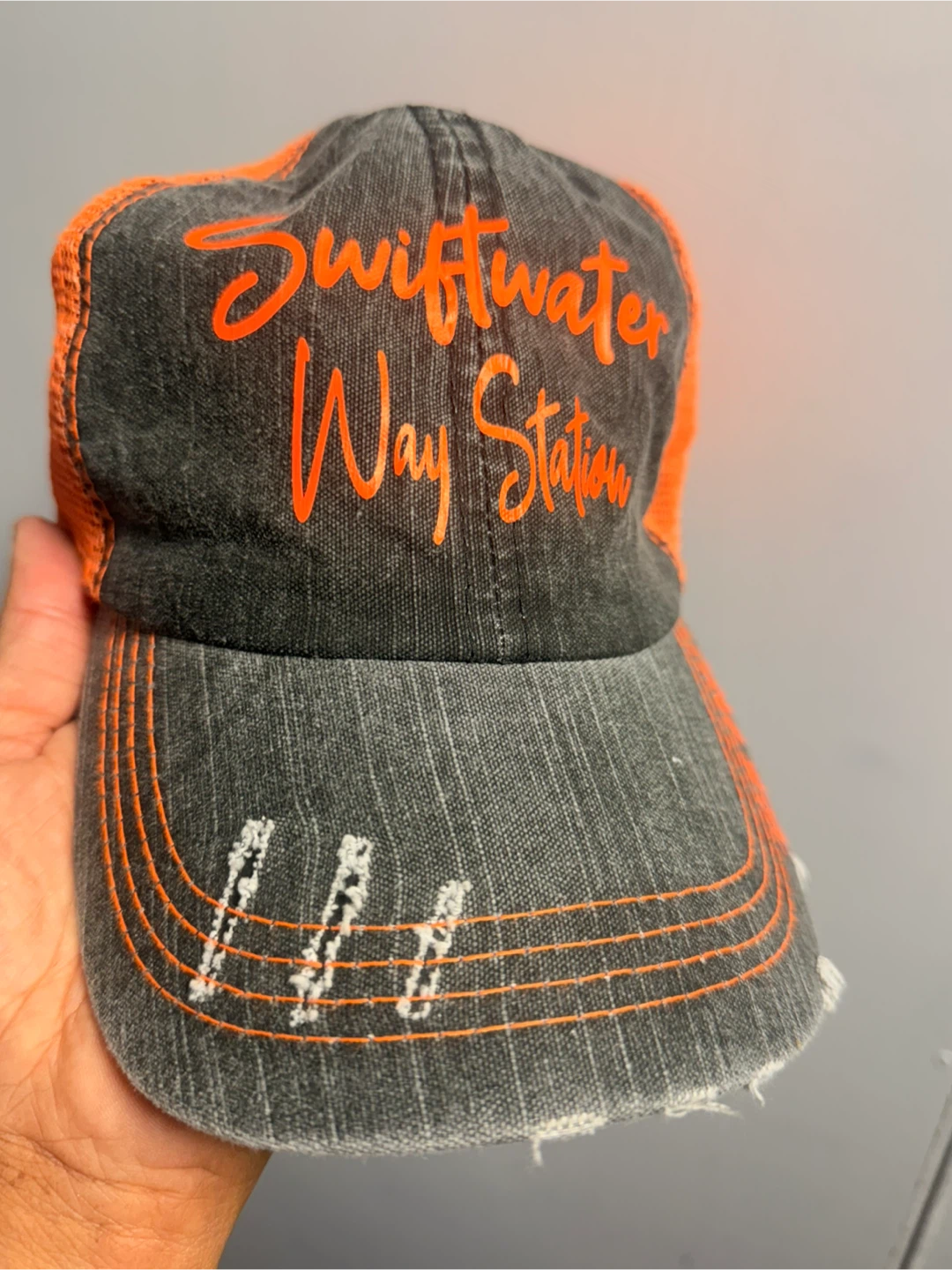Swiftwater Way Station Distressed Trucker Hat