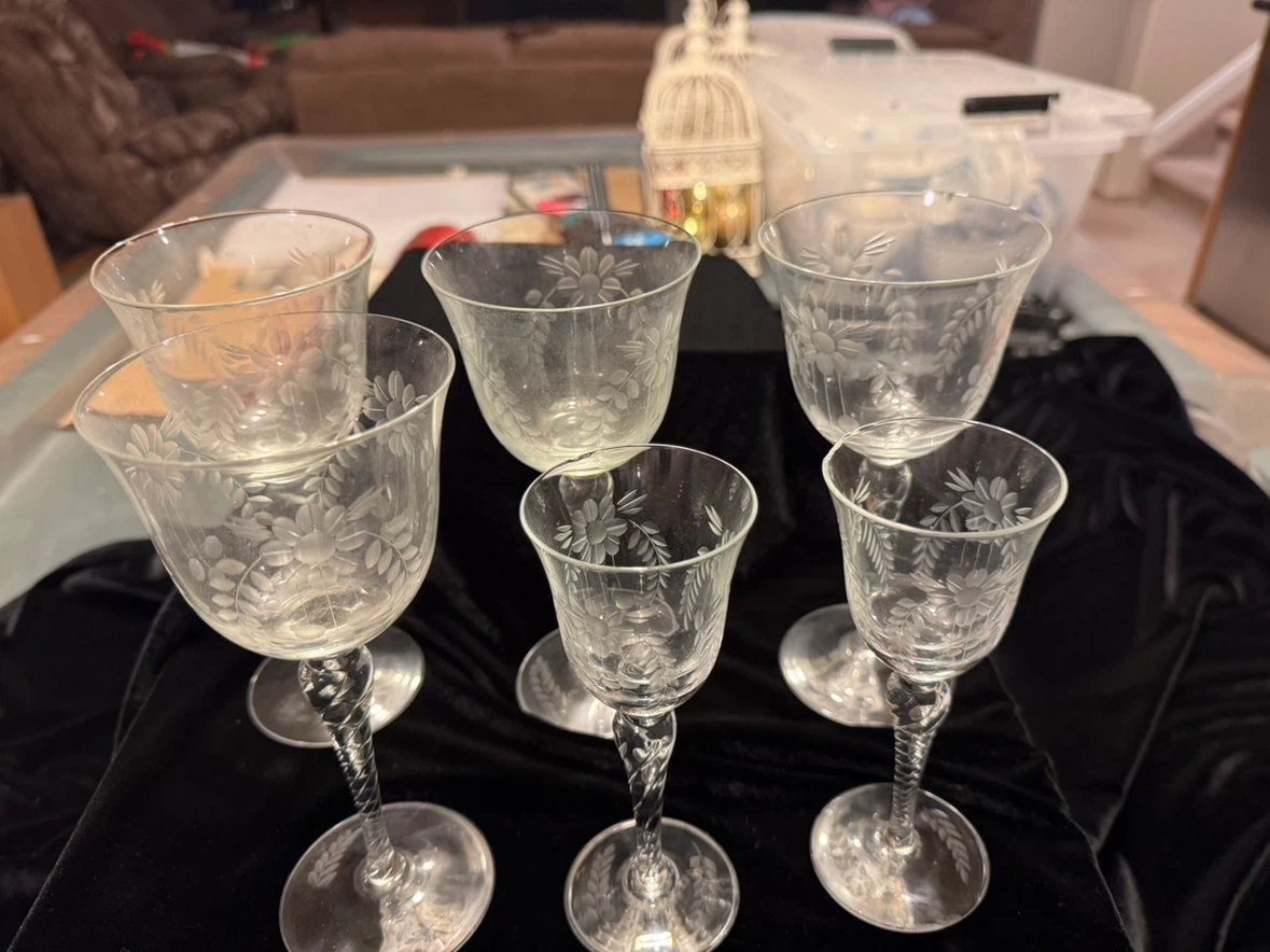 18pc Vintage WMF La Galleria Etched Crystal Stemware Set - photo 4