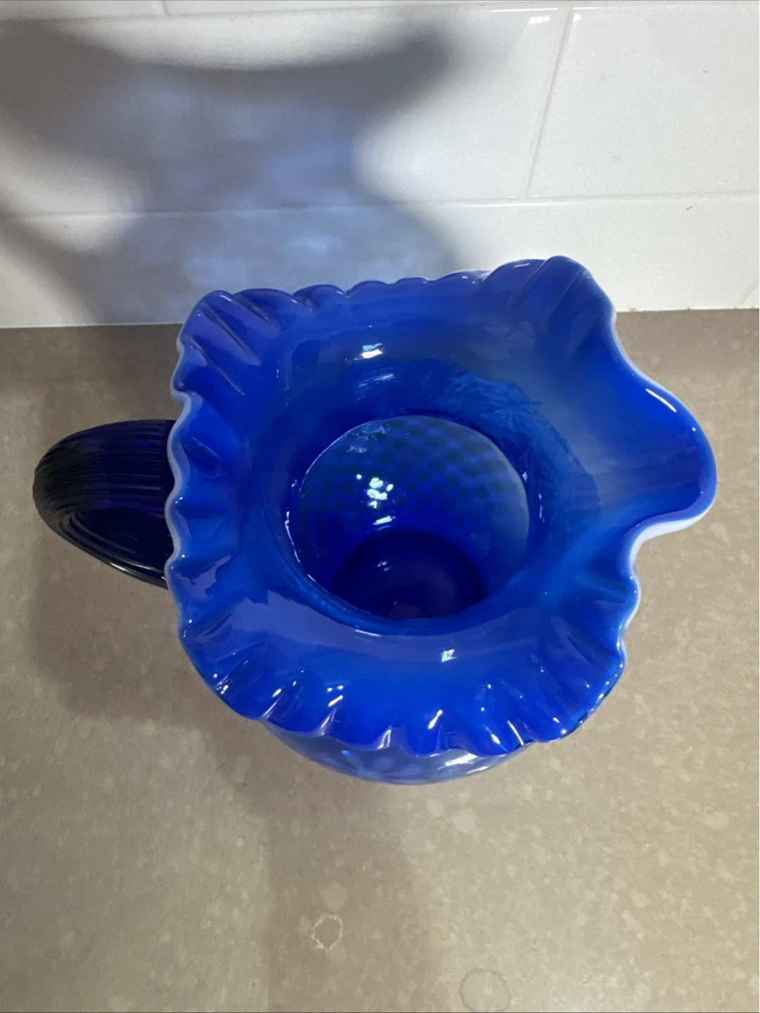 Vintage Blue Hobnail Flower Pitcher - photo 3
