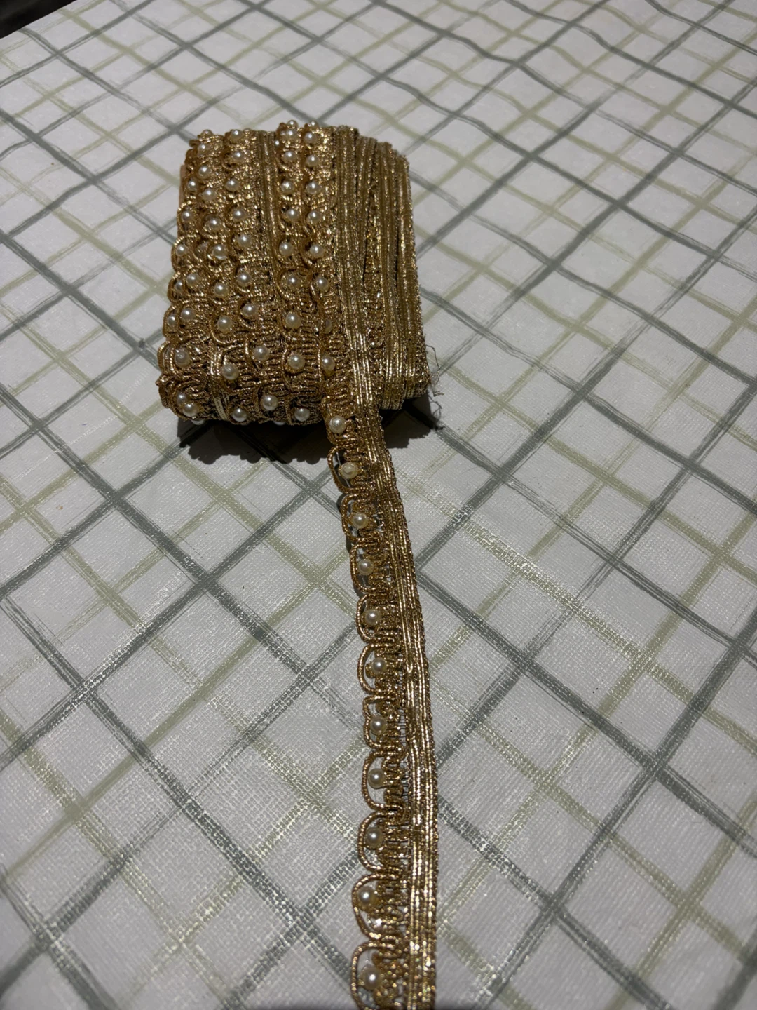 Decorative Gold Ribbon with Faux Pearls 9 metres roll for $10 - photo 2