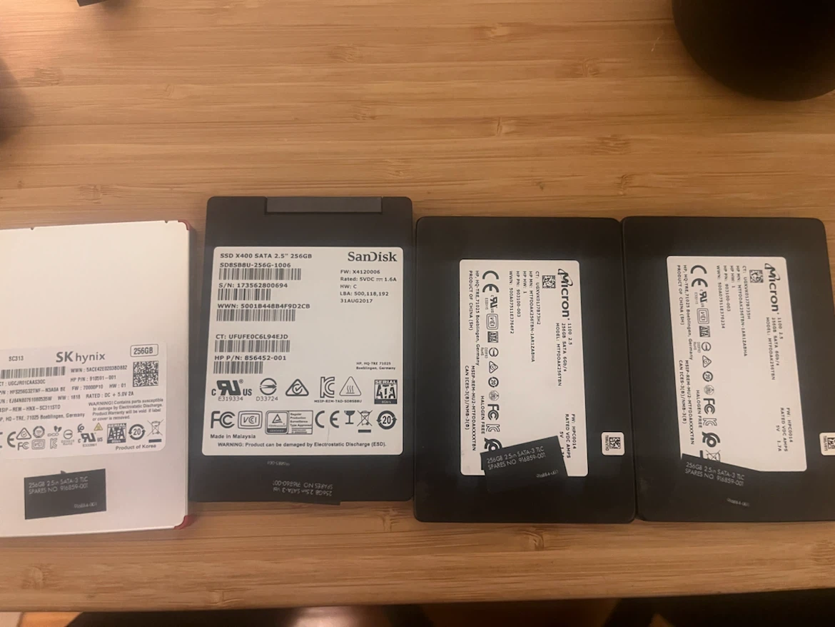4 256gb sata ssd’s