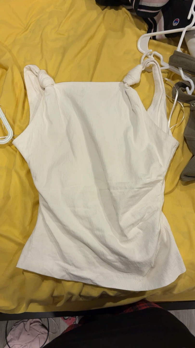 Zara white knotted strap tank top