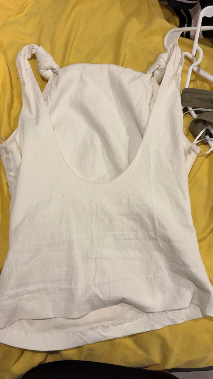 Zara white knotted strap tank top - photo 2