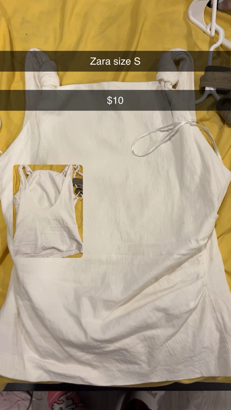 Zara white knotted strap tank top - photo 3