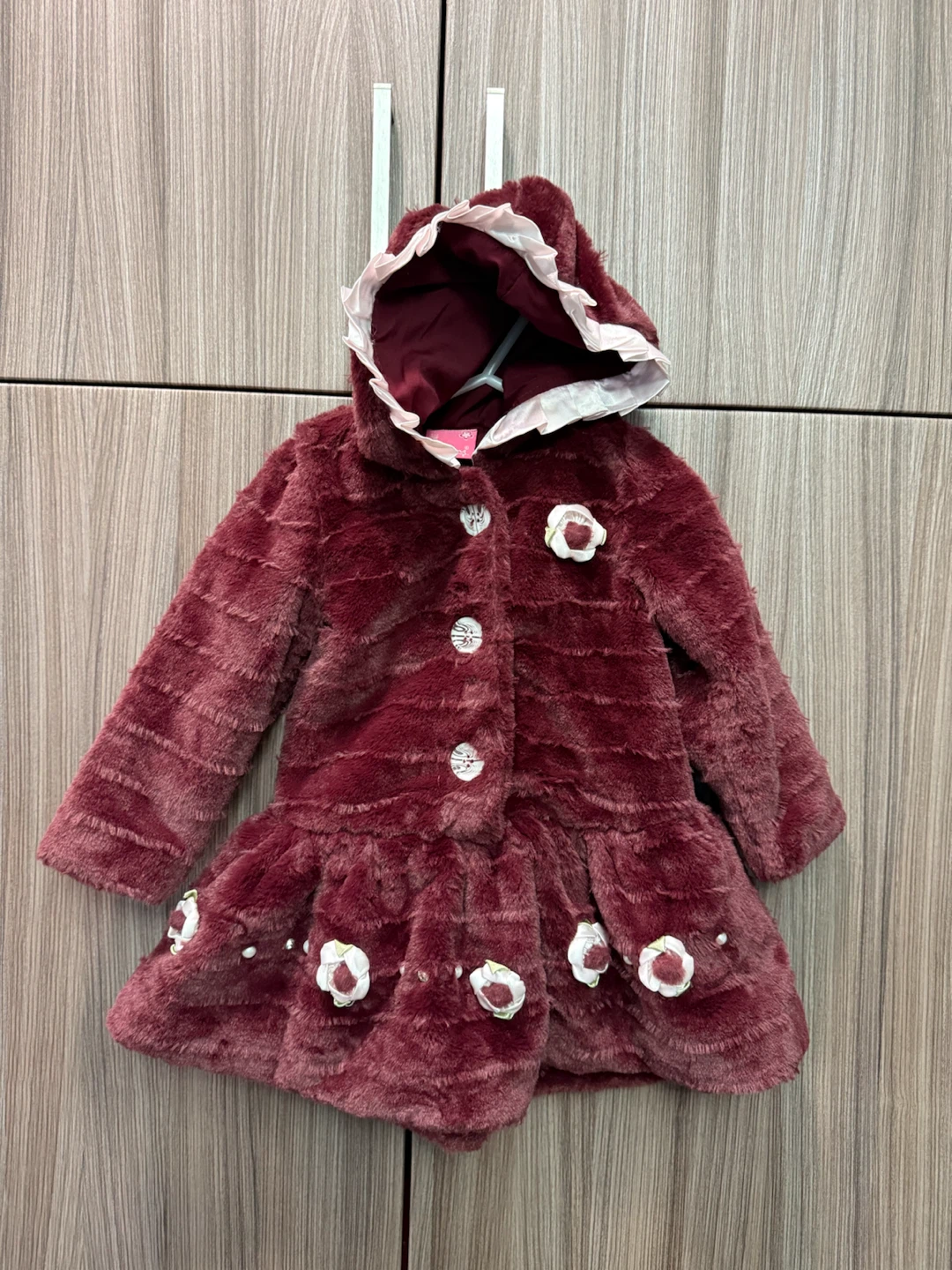 Kittenz Burgundy Faux Fur Hooded Coat - photo 2