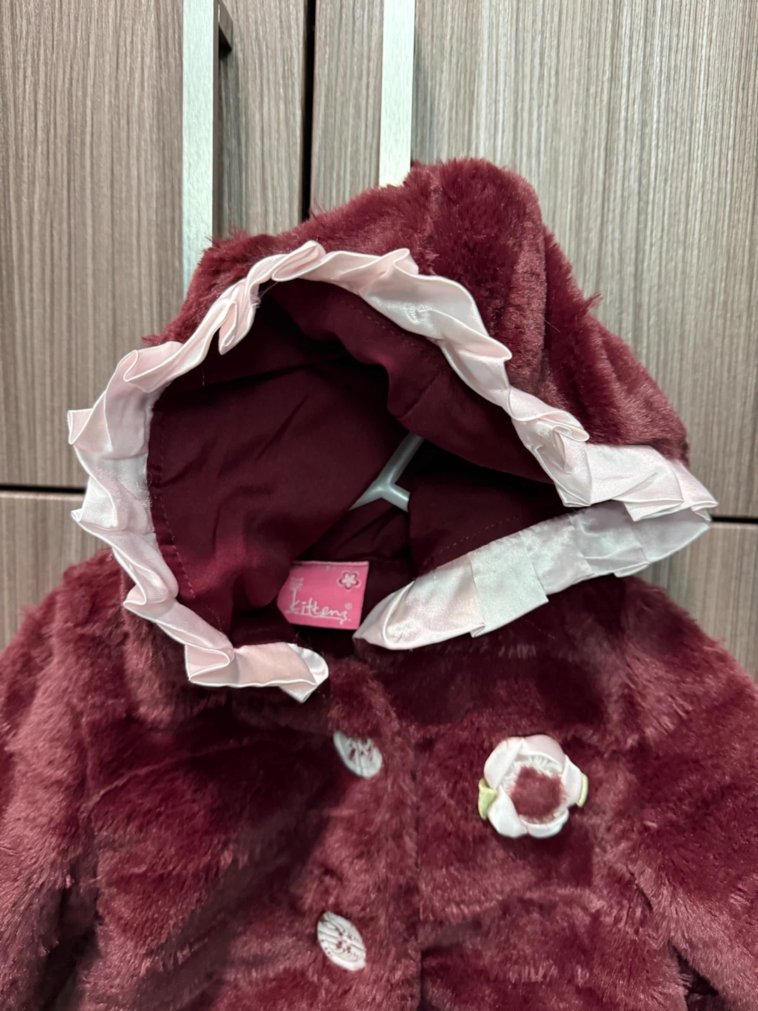 Kittenz Burgundy Faux Fur Hooded Coat - photo 3
