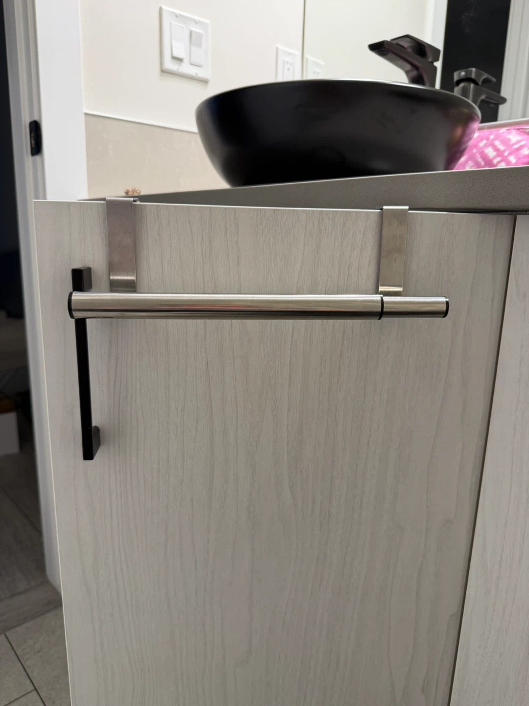 Over-the-cabinet towel bar