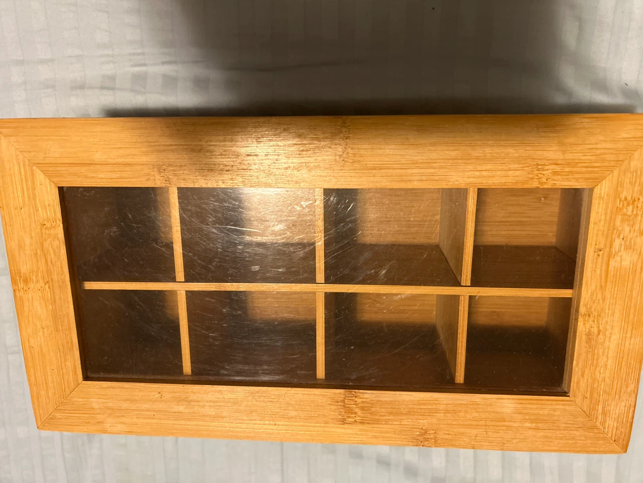 Bamboo tea chest with glass lid 12 x 4 x 5 inches - photo 3