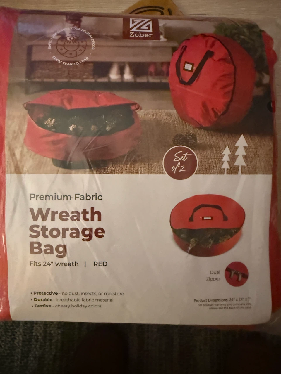 Premium Set of 2 Wreath Storage Bags