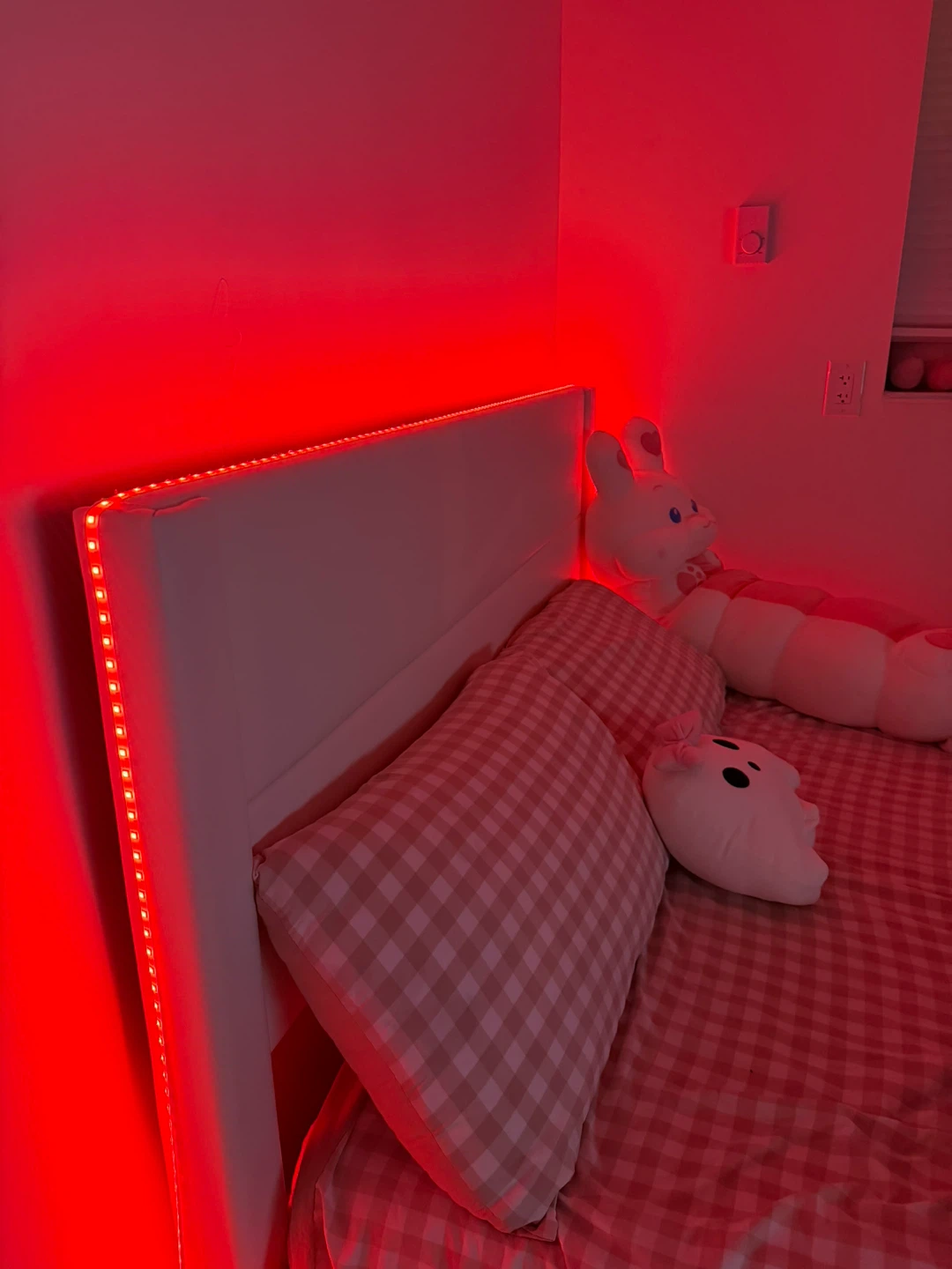 White Headboard with LED Strip Lighting