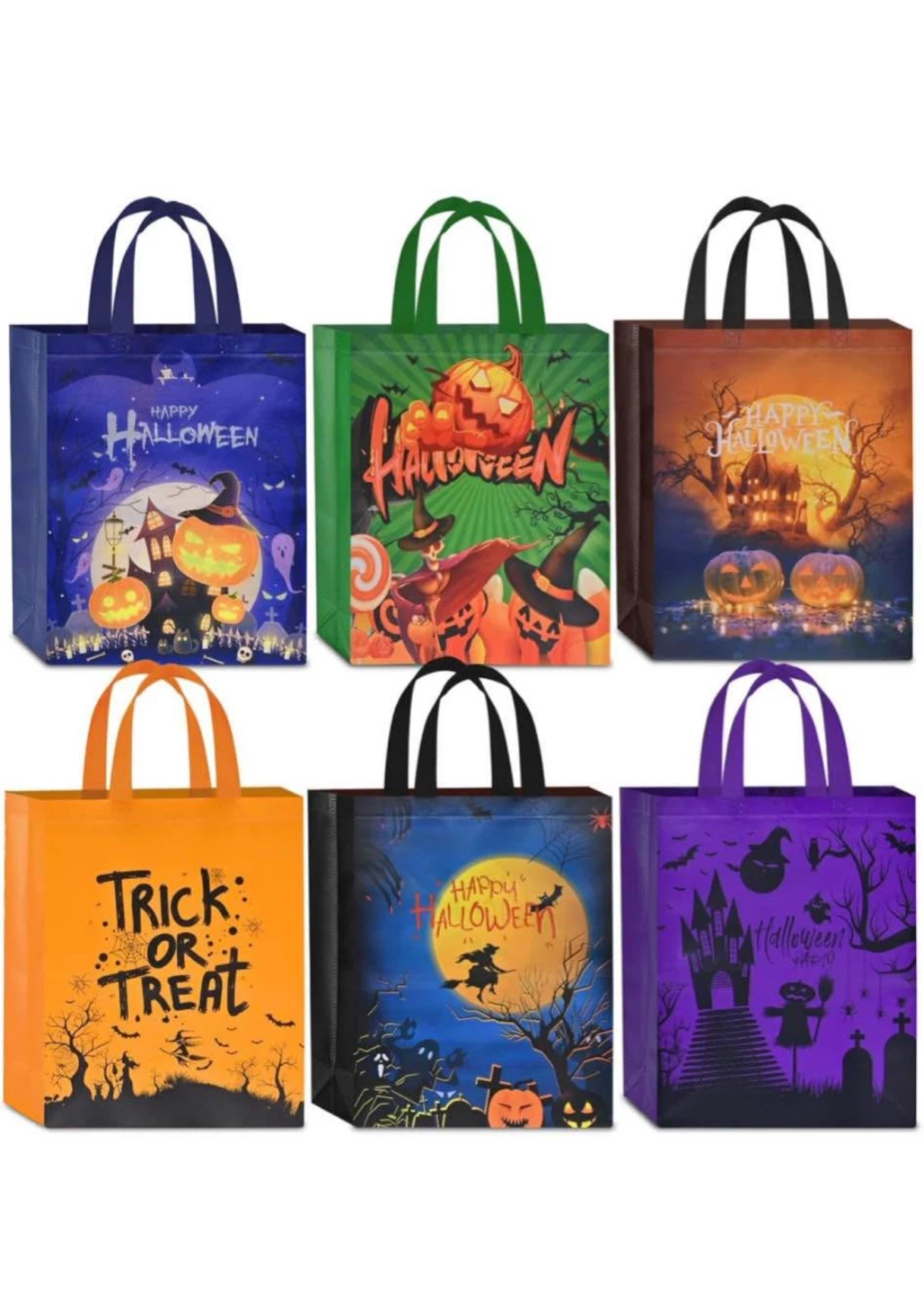 Set of Halloween Trick-or-Treat Reusable Bags, 9 pcs
