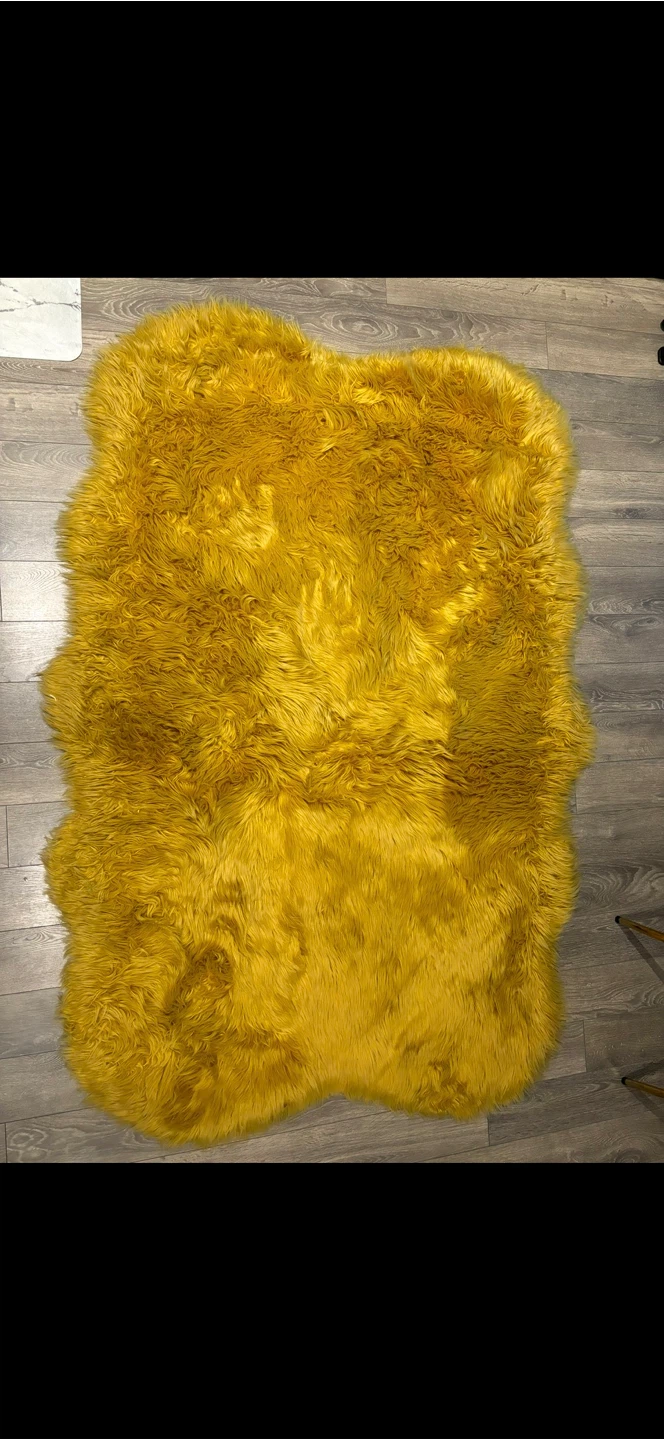 Mustard Yellow Faux Fur Sheepskin Rug