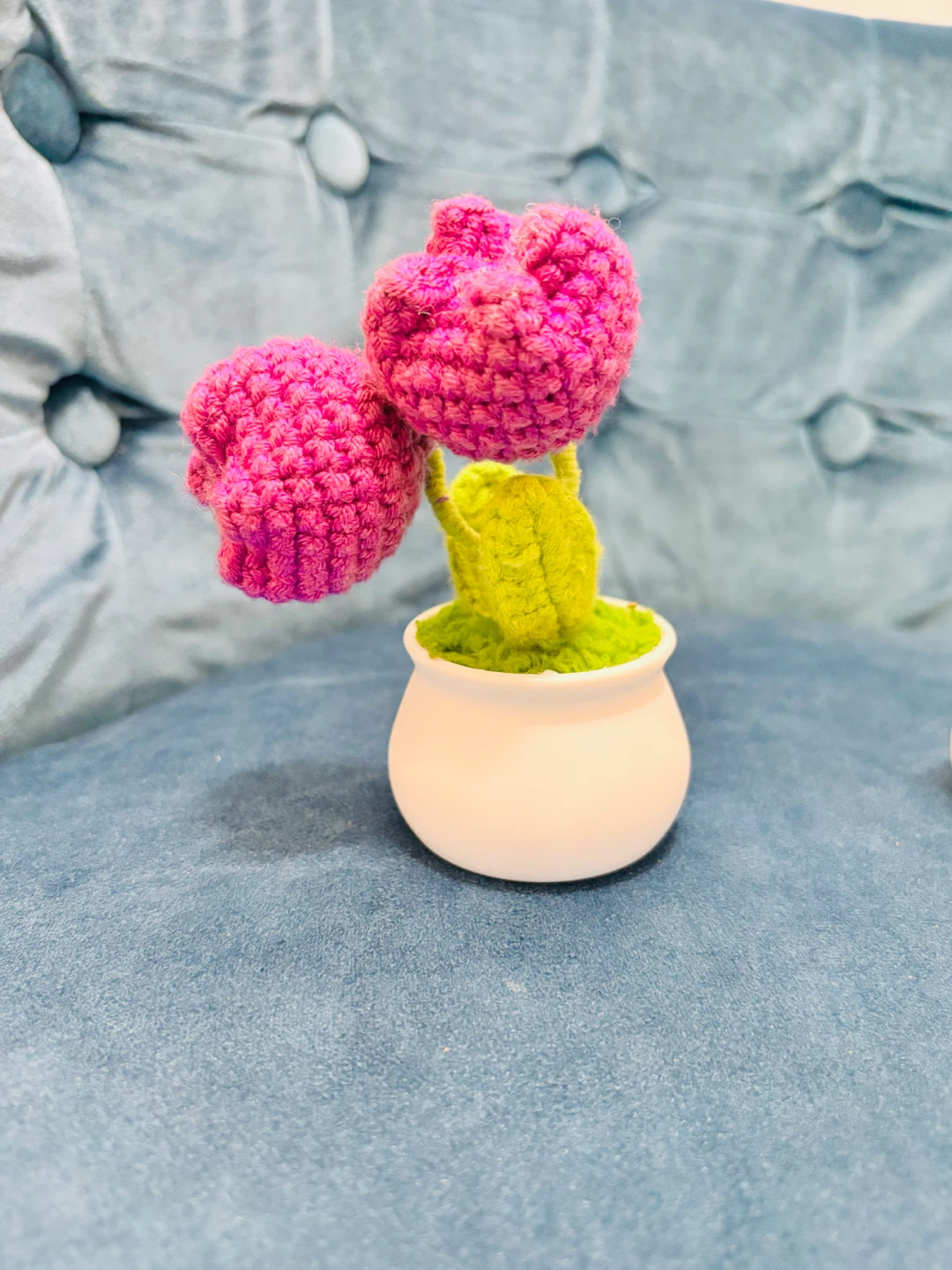 Set of Two Hand-Crocheted Potted Flowers - photo 2