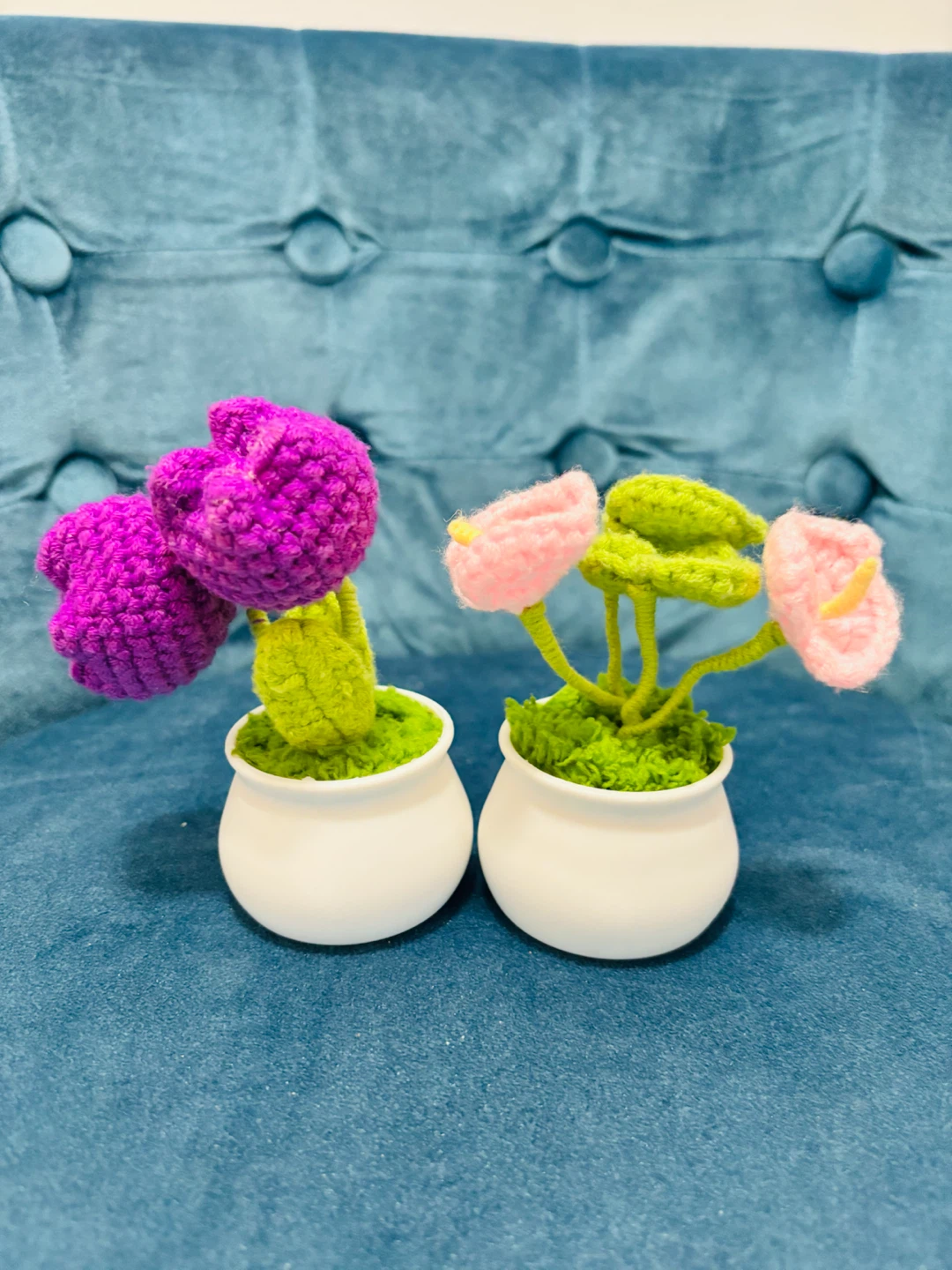 Set of Two Hand-Crocheted Potted Flowers - photo 3