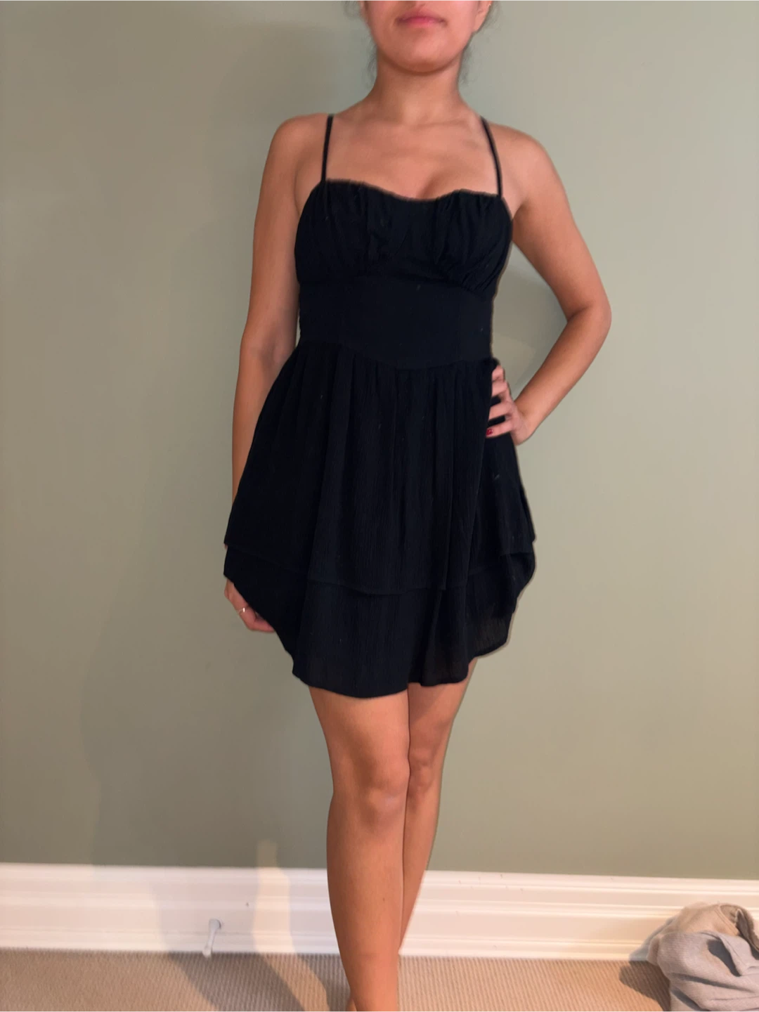 Black Spaghetti Strap Mini Dress