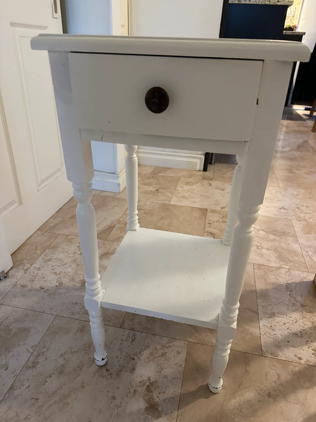 White side table with drawer - wood!