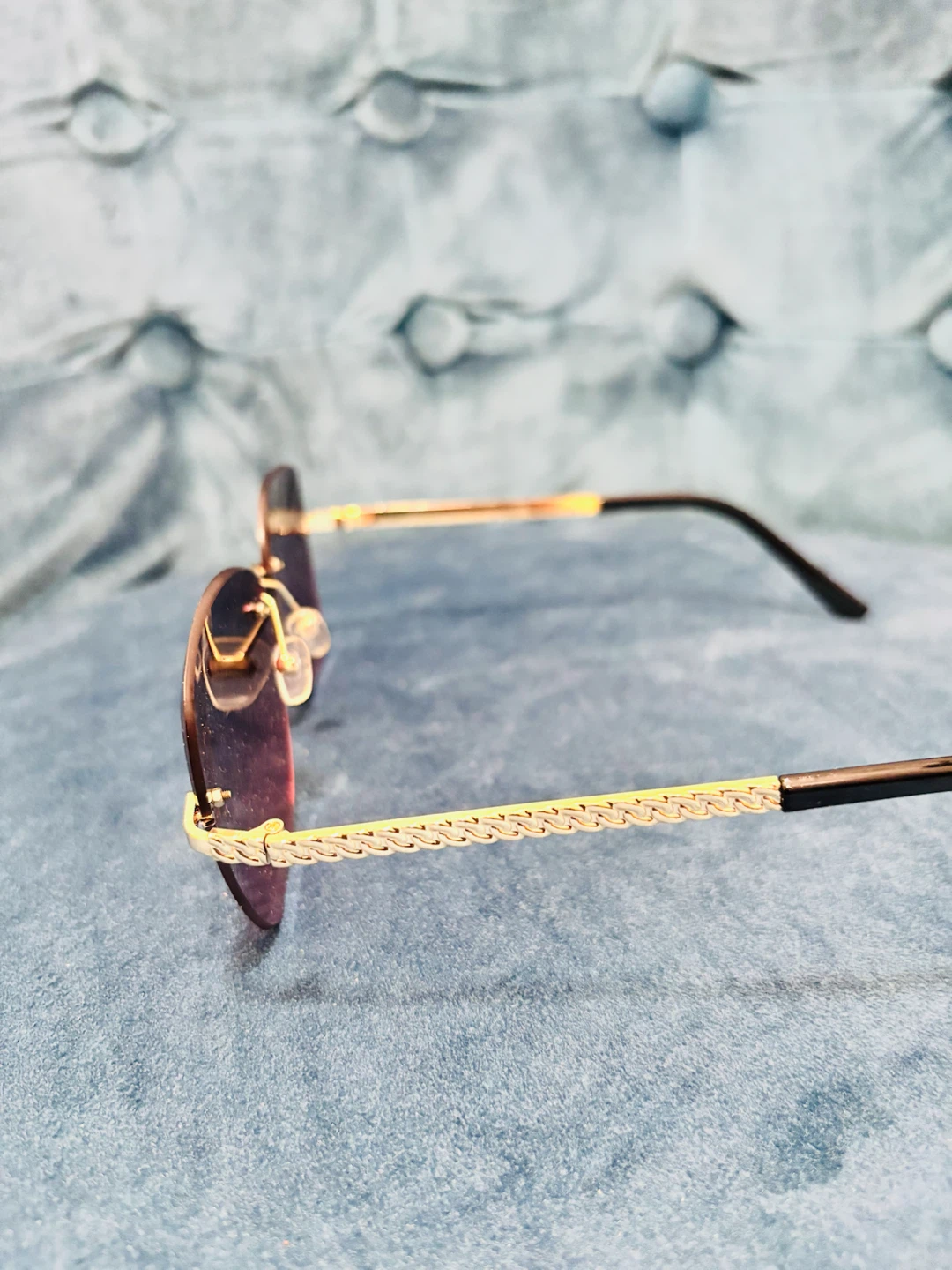Rimless Sunglasses with Gold Chain Temples - photo 2