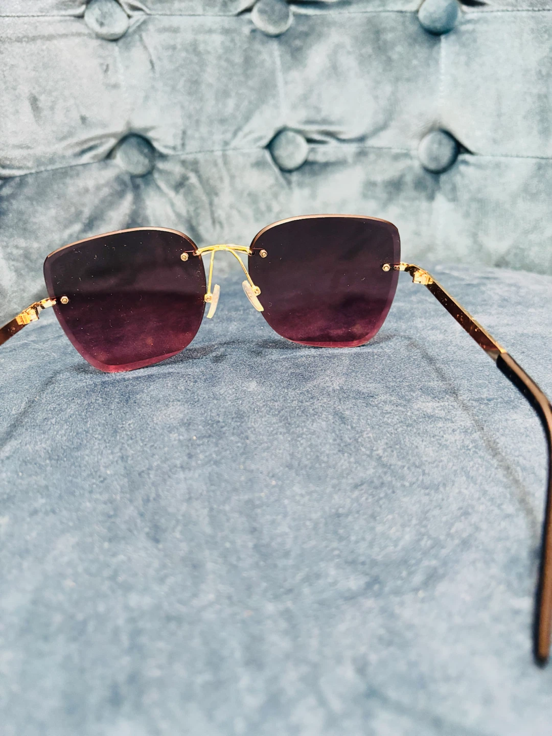 Rimless Sunglasses with Gold Chain Temples - photo 3
