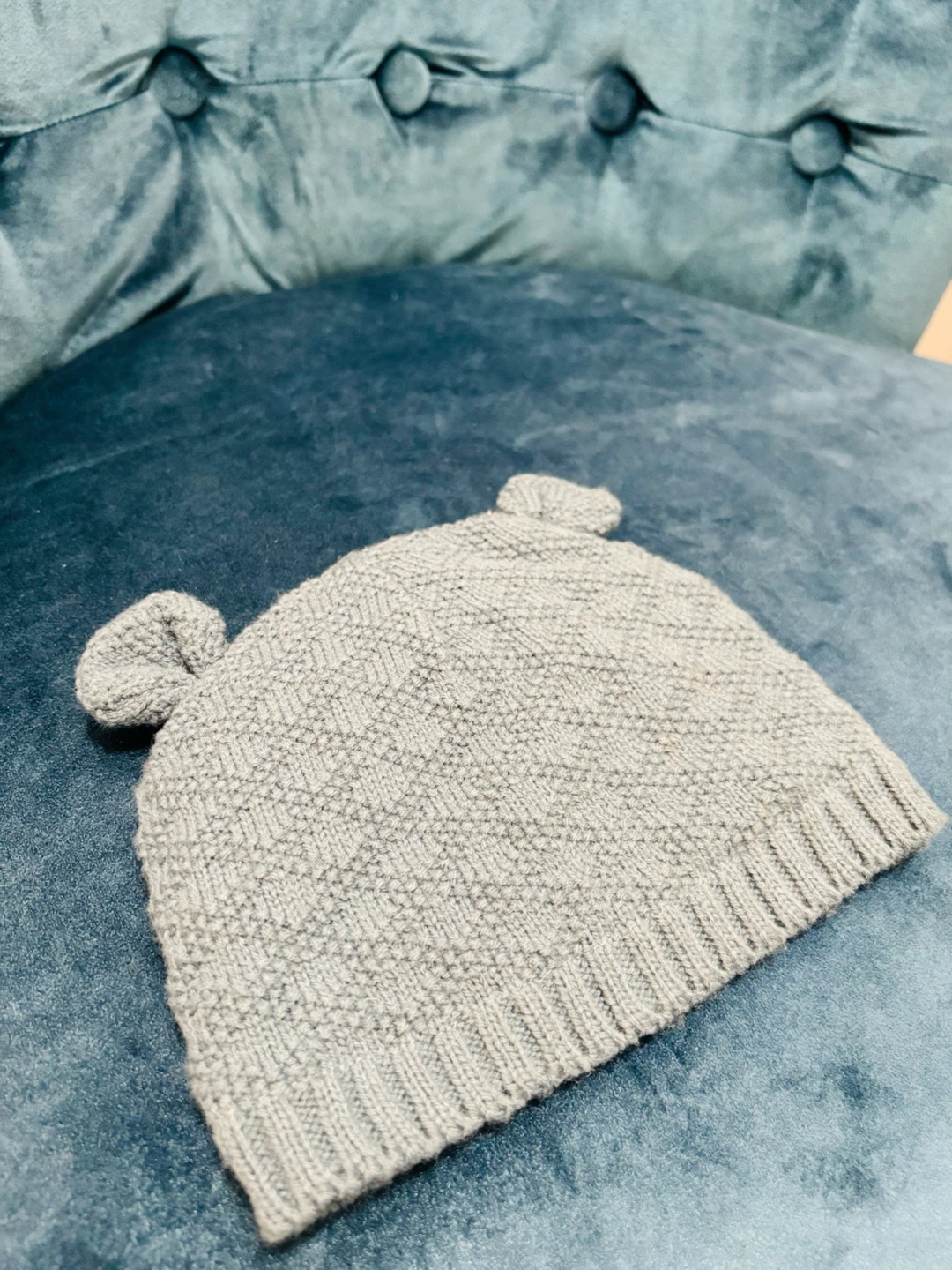 Grey Bear Ear Knit tuque