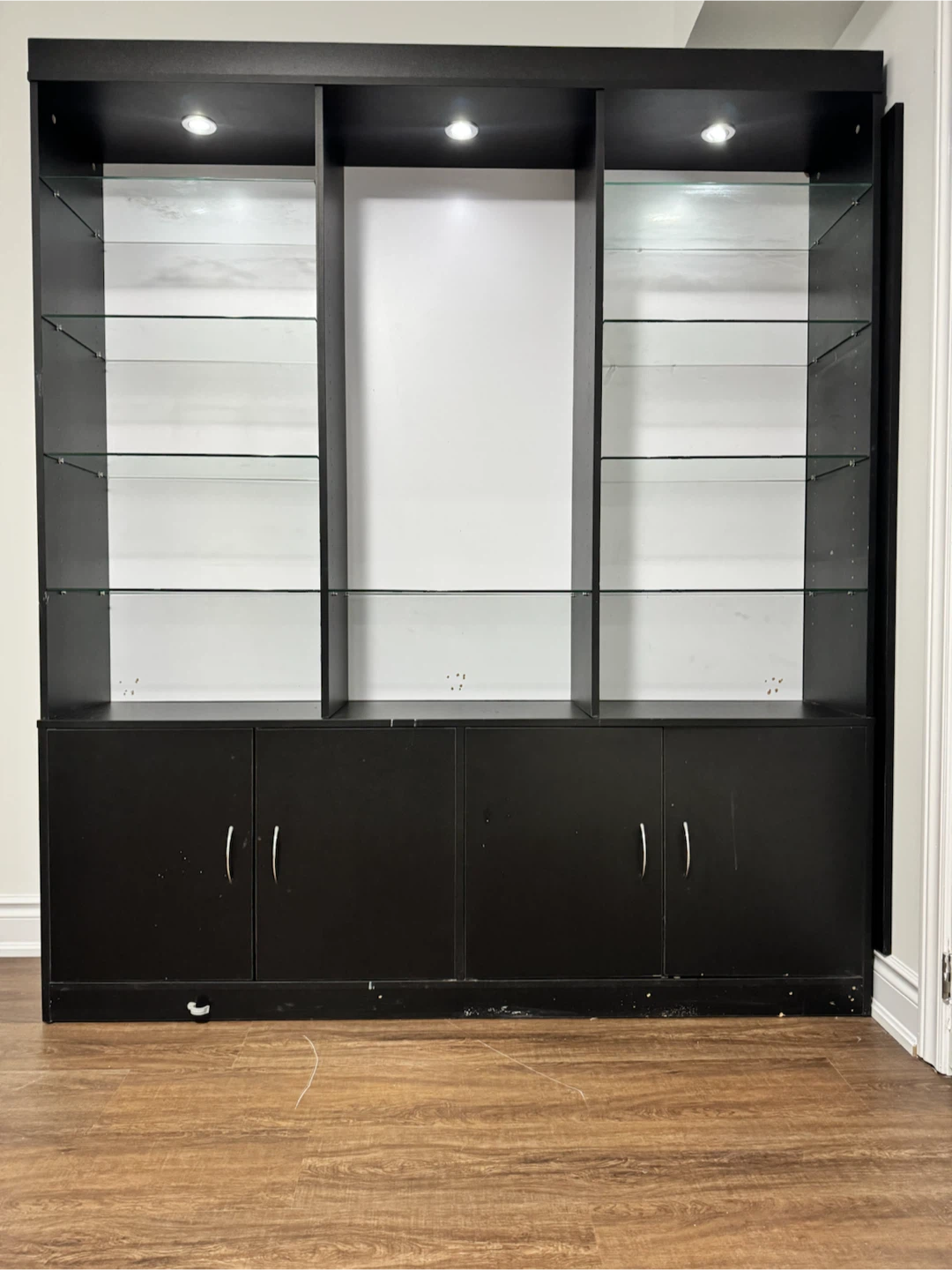Black Display Cabinet with Integrated Lighting