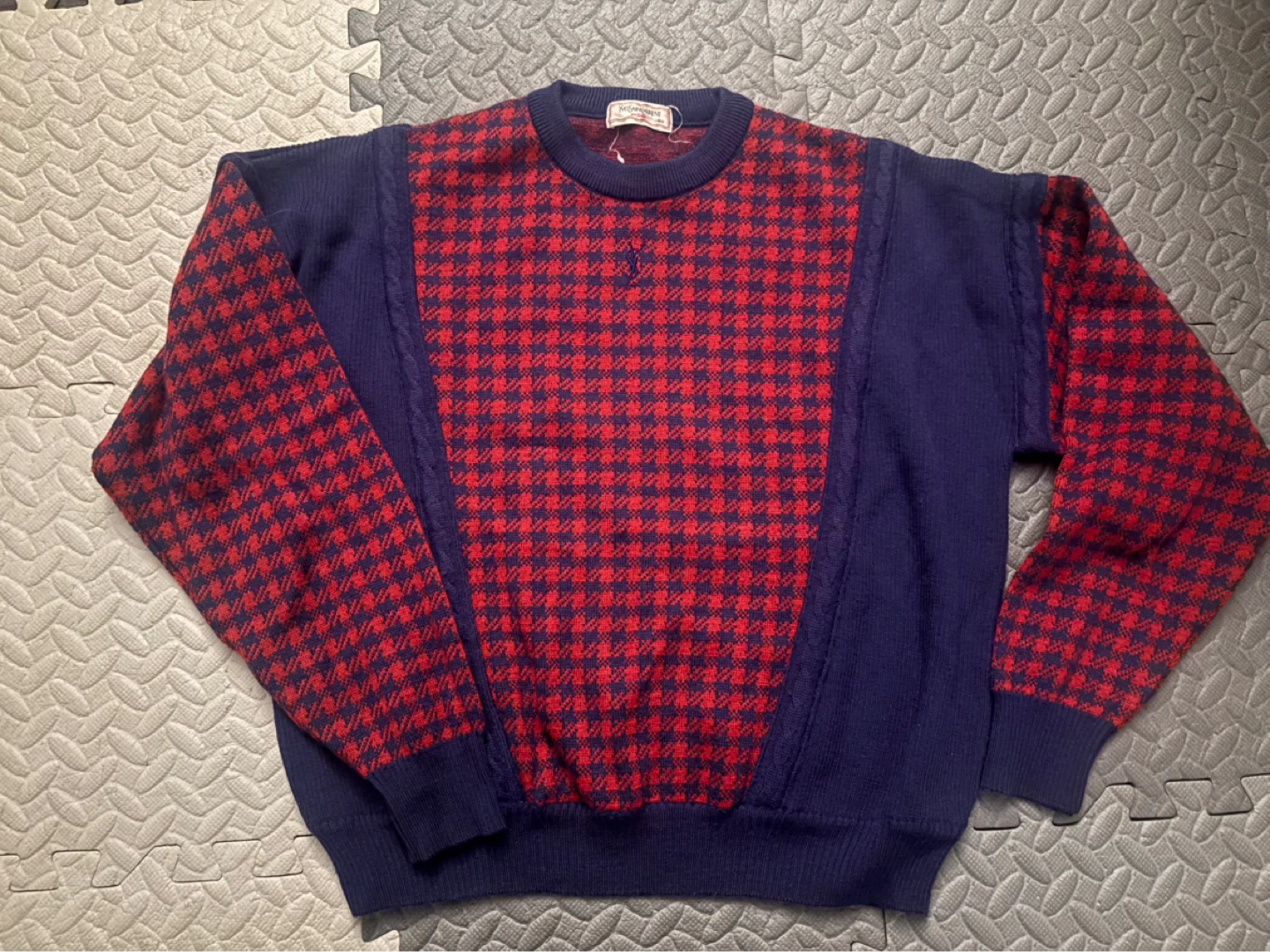 Rare Vintage 80s/90s Yves Saint Laurent Houndstooth Knit Sweater