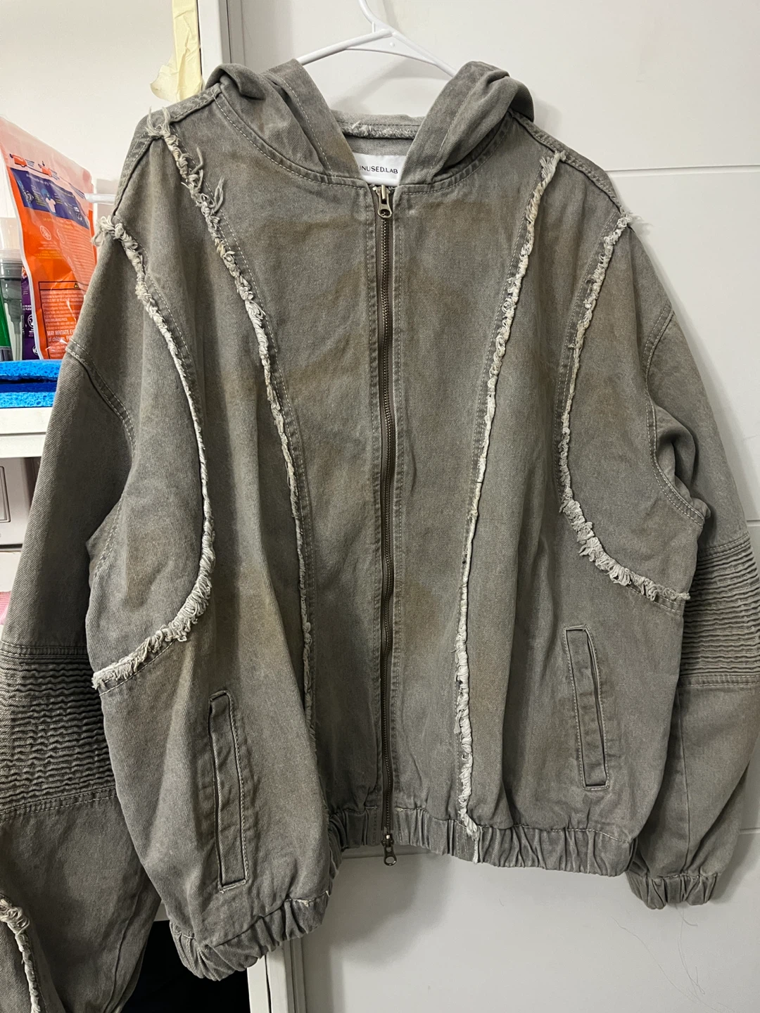 Washed Grey Zip-Up Hoodie