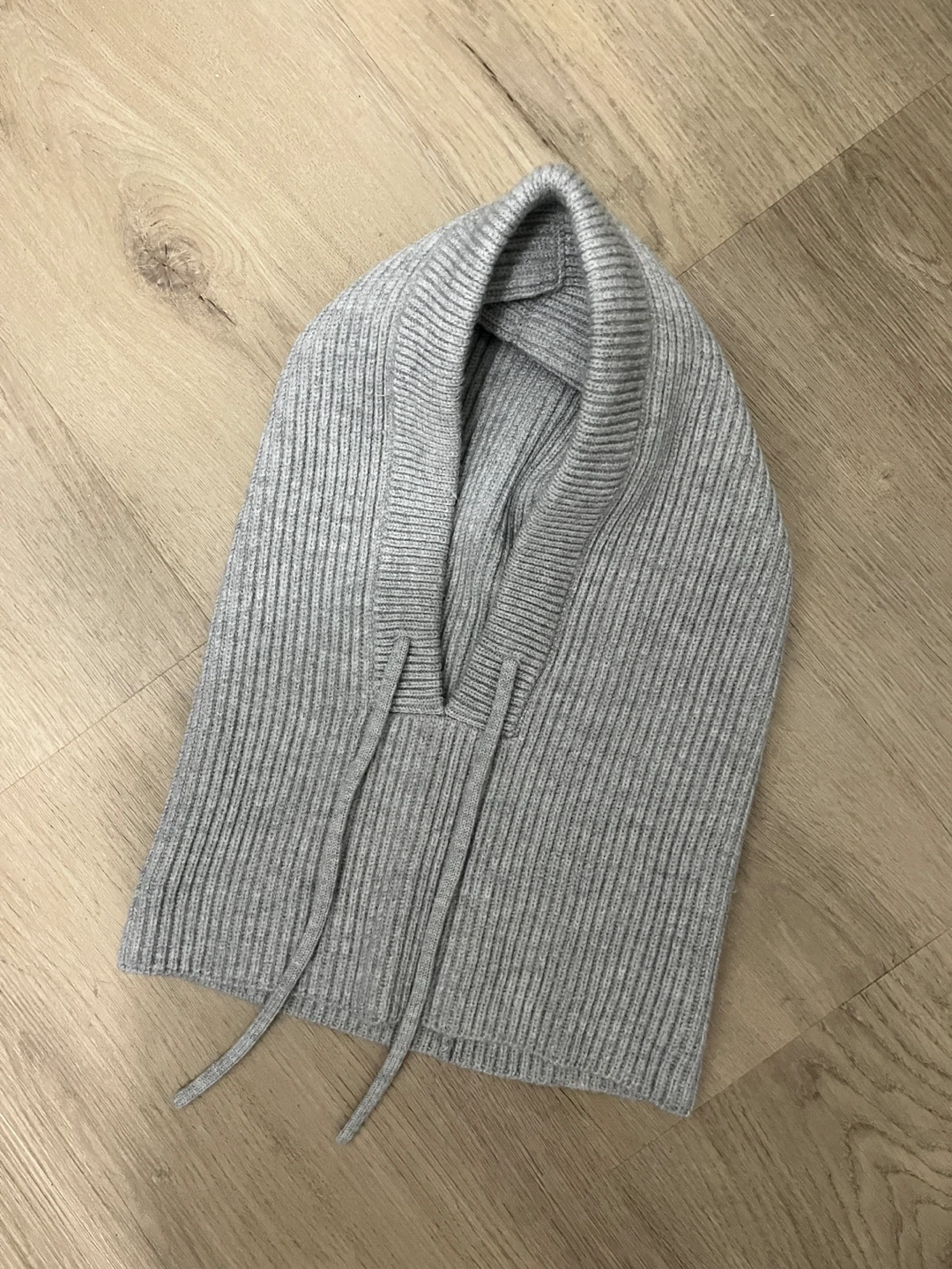 Grey knit balaclava hood