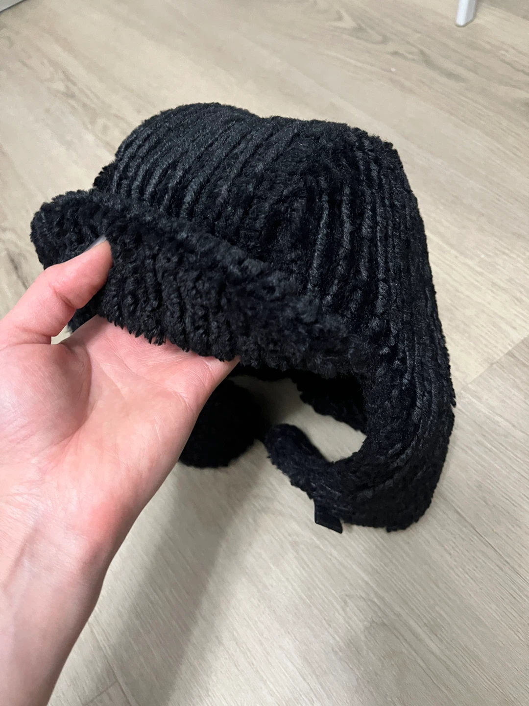 Black Faux Fur Trapper Hat