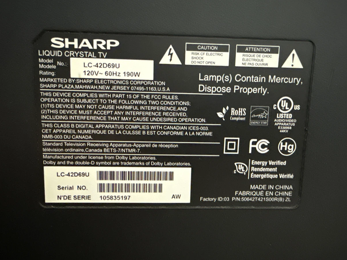 Sharp Aquos 42-inch LCD TV - photo 3