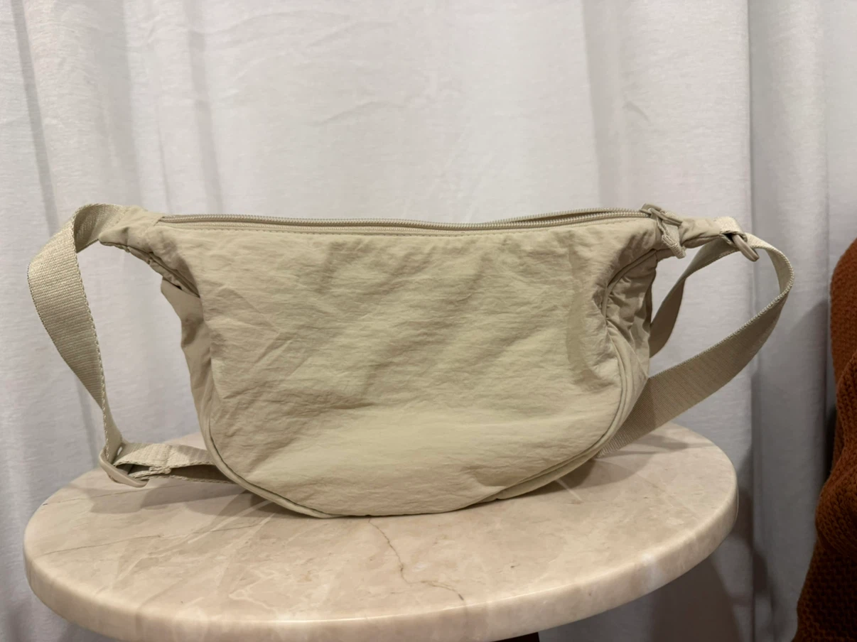 Beige Crescent Crossbody Bag