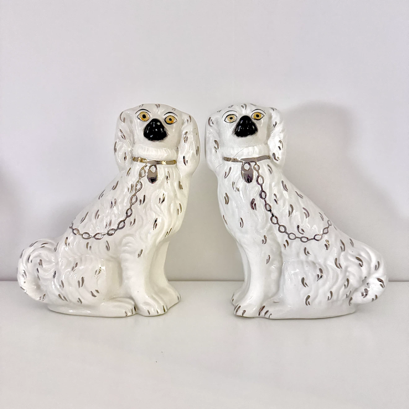 Authentic Victorian era Staffordshire dog mantle figurines