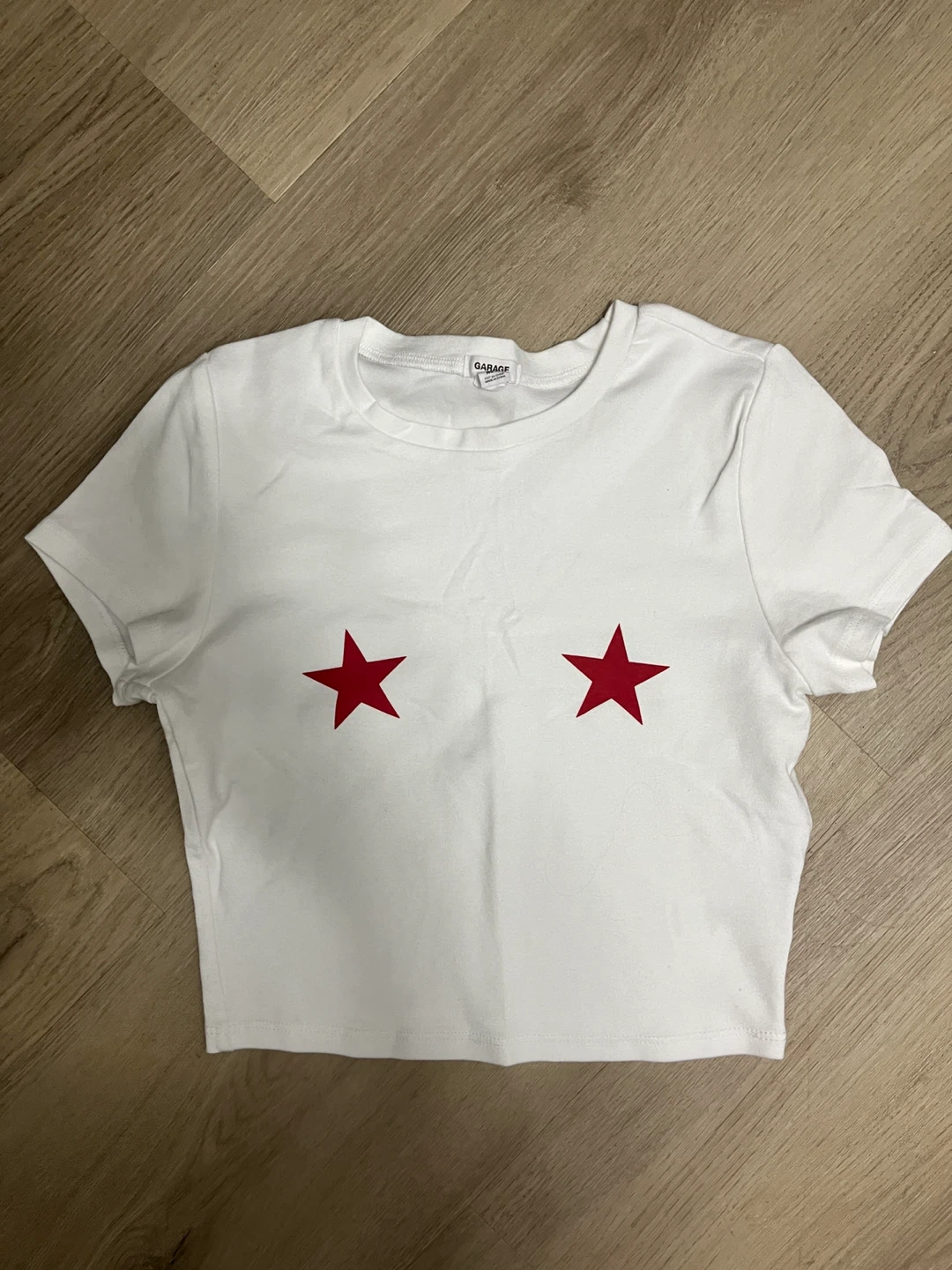Garage White T-Shirt with Red Stars