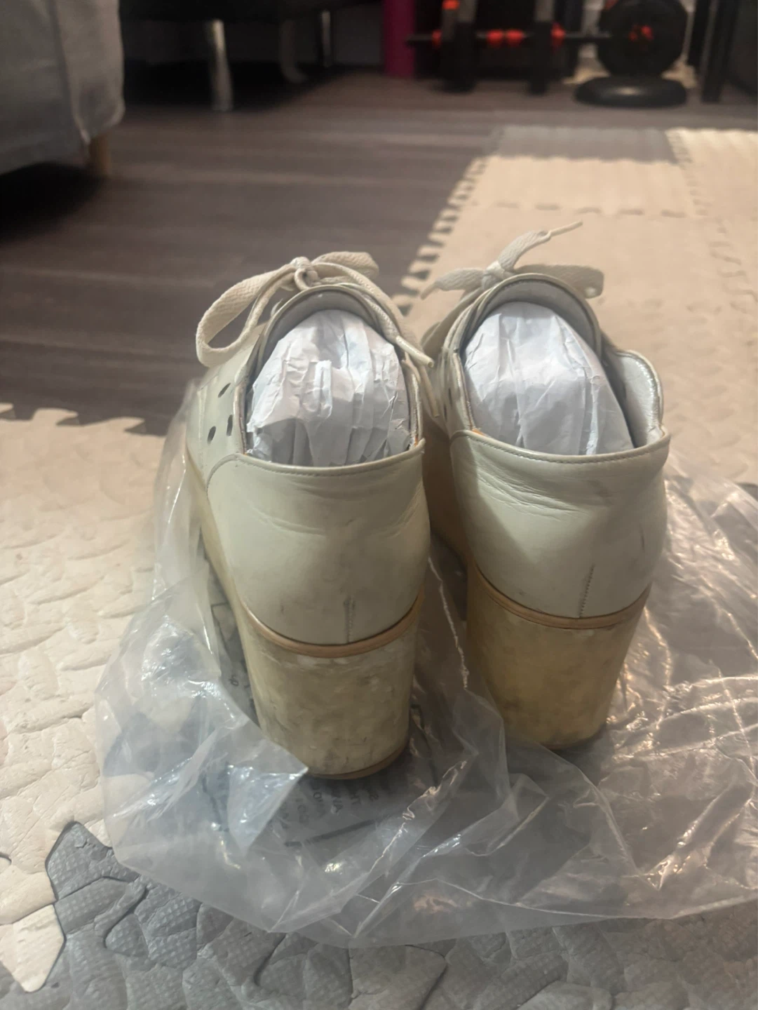 Vintage Belly Button Japanese Brand Platform Wedge Shoes / White - photo 3