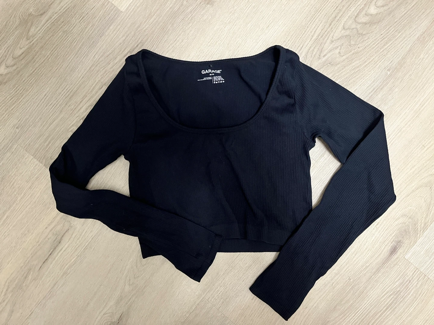 Garage Black Long Sleeve Crop Top